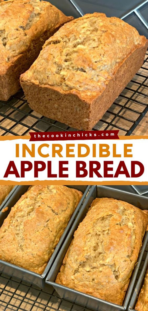 three images showing how to make apple bread in the oven, and then using it as an appliance