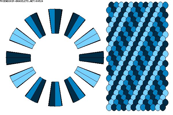 the pattern is shown in blue and black, with an image of a circular design on it