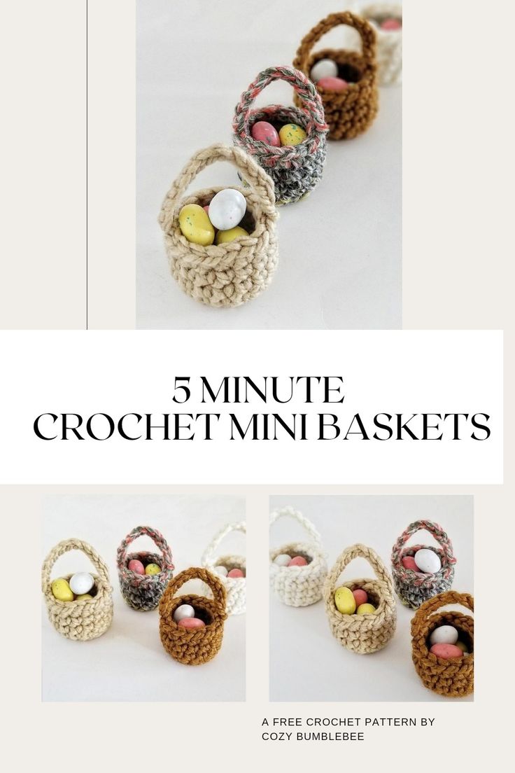 the instructions for crochet mini baskets