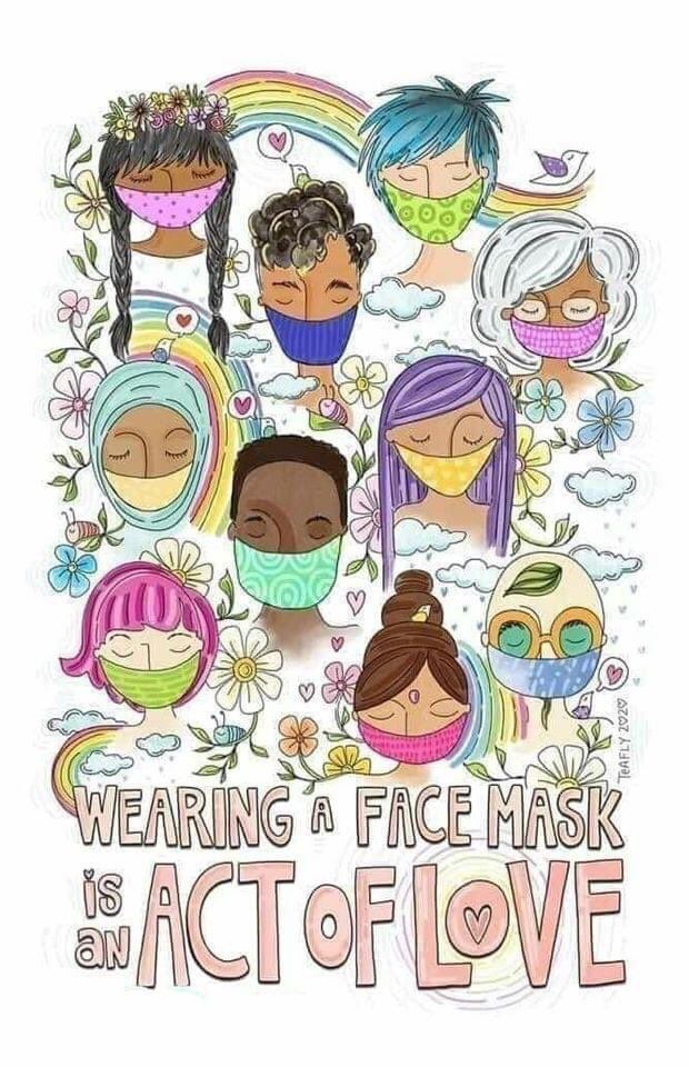 an art print with the words wearing a face mask is act of love