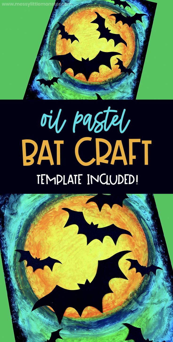 an image of bat craft with the words diy pastel on it in black and yellow