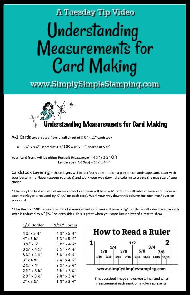 an instruction manual for measuring measurements for card making, with instructions on how to read it