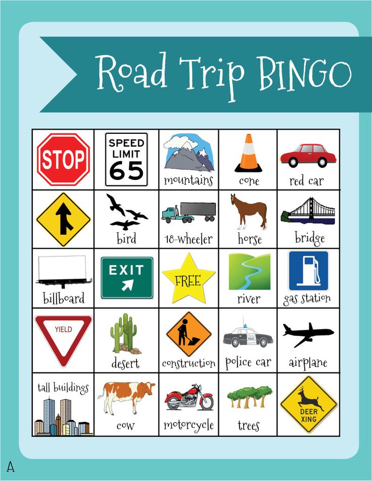 a printable road trip bingo game for kids