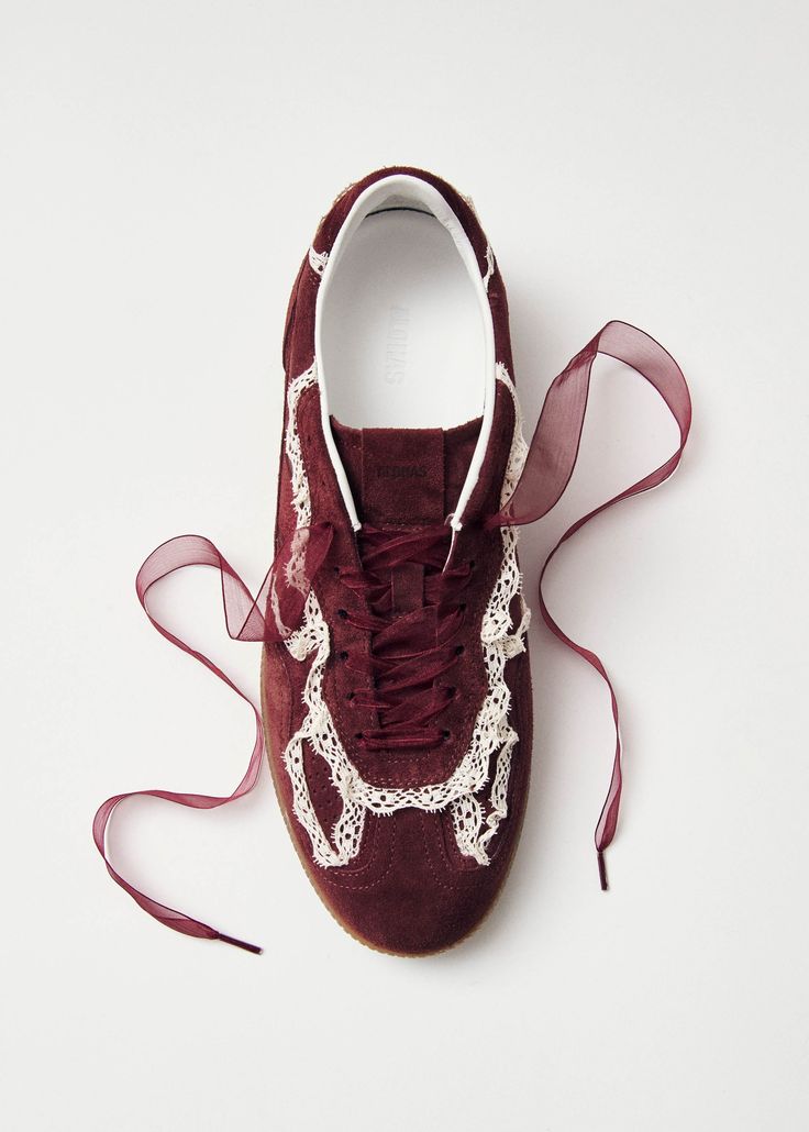 Tb.490 Crochet Burgundy Leather Sneakers | ALOHAS Red Platform Sneakers, Spring Summer 2024 Shoes, Alohas Sneakers Outfit, Cool Sneakers Women, Alohas Sneakers, Aloha Sneakers, Walking Shoes For Europe, Painted Leather Shoes, Romantic Shoes