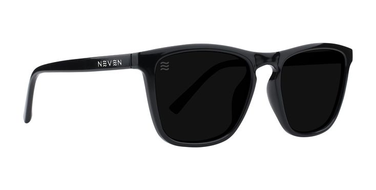 a pair of sunglasses with black frames on a white background