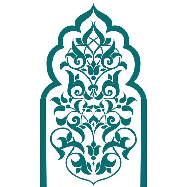 an intricately designed wall panel in teal and white, on a white background