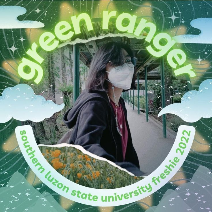 a woman wearing a face mask and standing in front of a green ranger sign