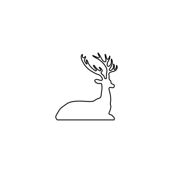 a line drawing of a deer laying down