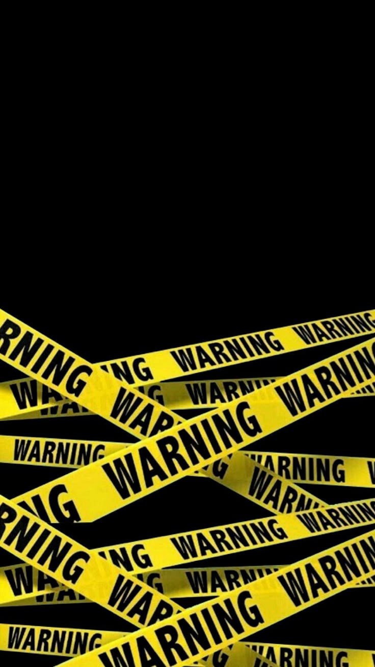 several yellow warning tapes with the words warning on them in black and yellow stripes, against a black background