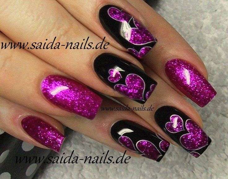 So over-the-top yet so me...haha Valentines Nail Art Designs, Purple Nail Art, Nails Purple, Fingernail Designs, Valentine Nail Art, Purple Nail Designs, Fancy Nails Designs, Nail Designs Valentines, Pretty Nail Art Designs