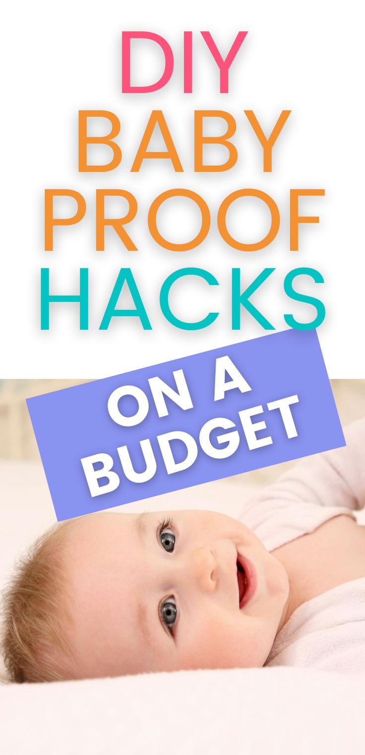 a baby laying on top of a bed with the words diy baby proof hacks on