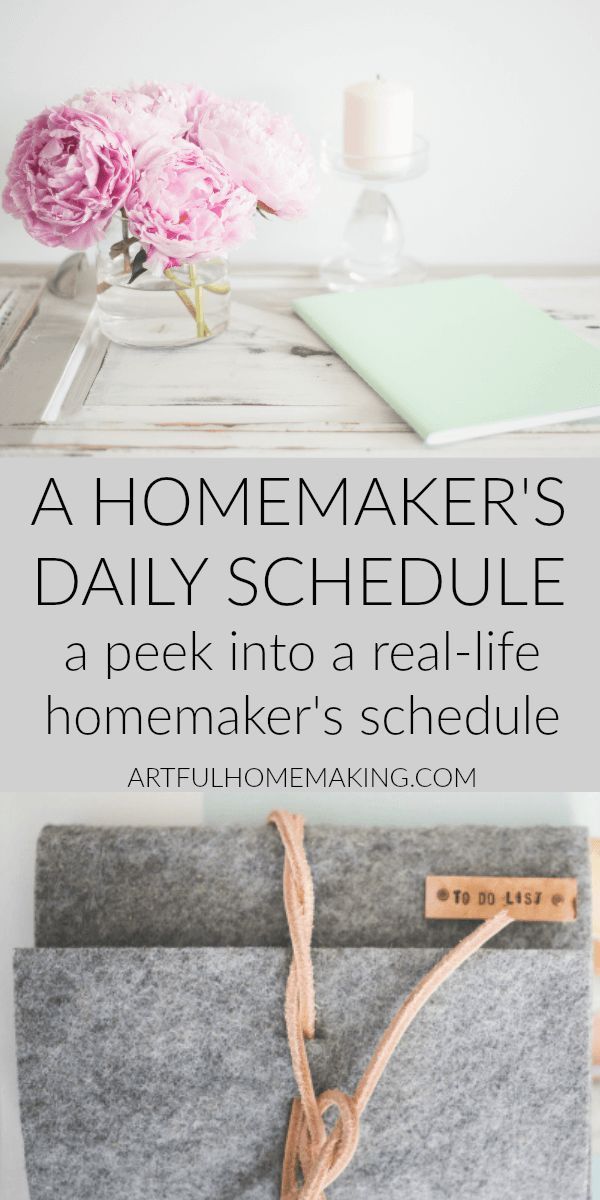 a desk with flowers and a laptop on it, text reads a homemaker's daily schedule a peek into a real - life nome maker's schedule