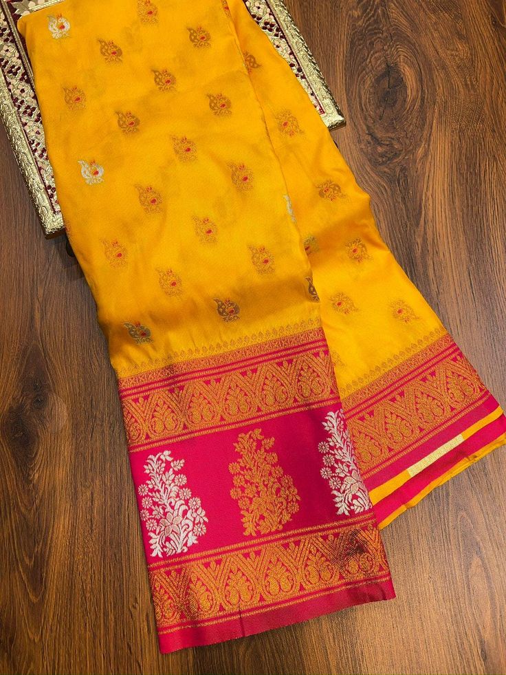 Banarasi Paithani Saree Machine Made Saree Soft Silk Material Beautiful Pallu Contrast Blouse Piece Luxury Yellow Paithani Silk Dupatta, Transitional Tissue Silk Sharara With Pallu, Bollywood Style Kurta With Pallu In Tissue Silk, Traditional Tissue Silk Kurta For Diwali, Bollywood Style Tissue Silk Kurta With Pallu, Semi-stitched Dola Silk Kurta For Puja, Yellow Tissue Silk Kurta For Festivals, Festive Anarkali Traditional Wear With Pallu, Bollywood Style Traditional Wear With Cutdana