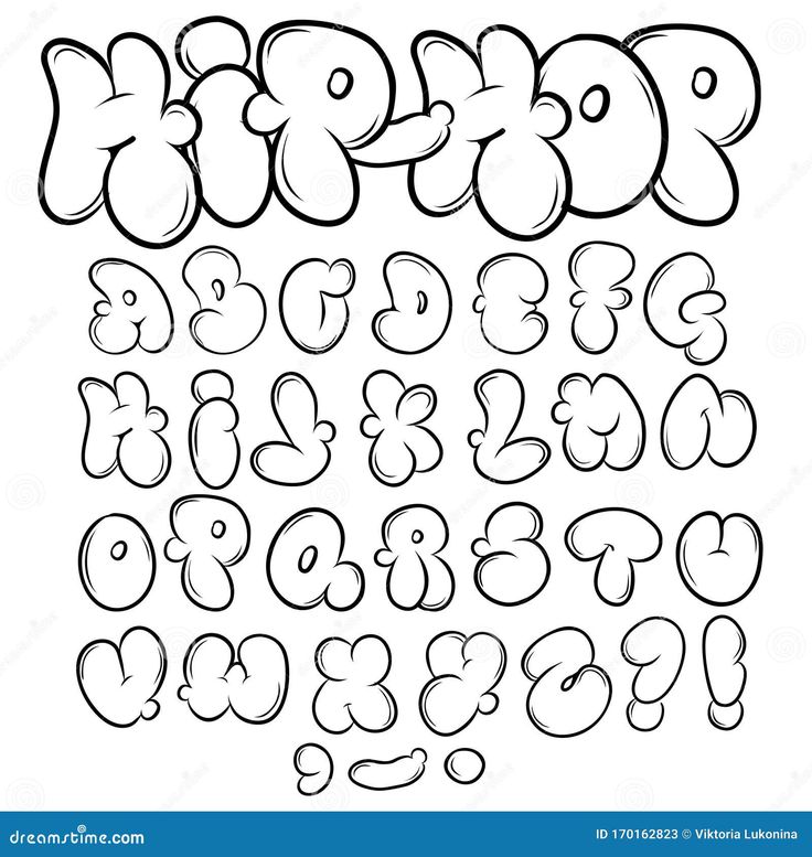 graffiti font and numbers set in black and white stockvectors, clipping