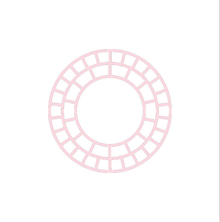 a white circle with pink lines in the middle on a white background that looks like it has been cut into smaller circles