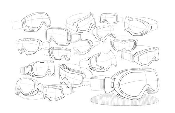 a drawing of different types of goggles