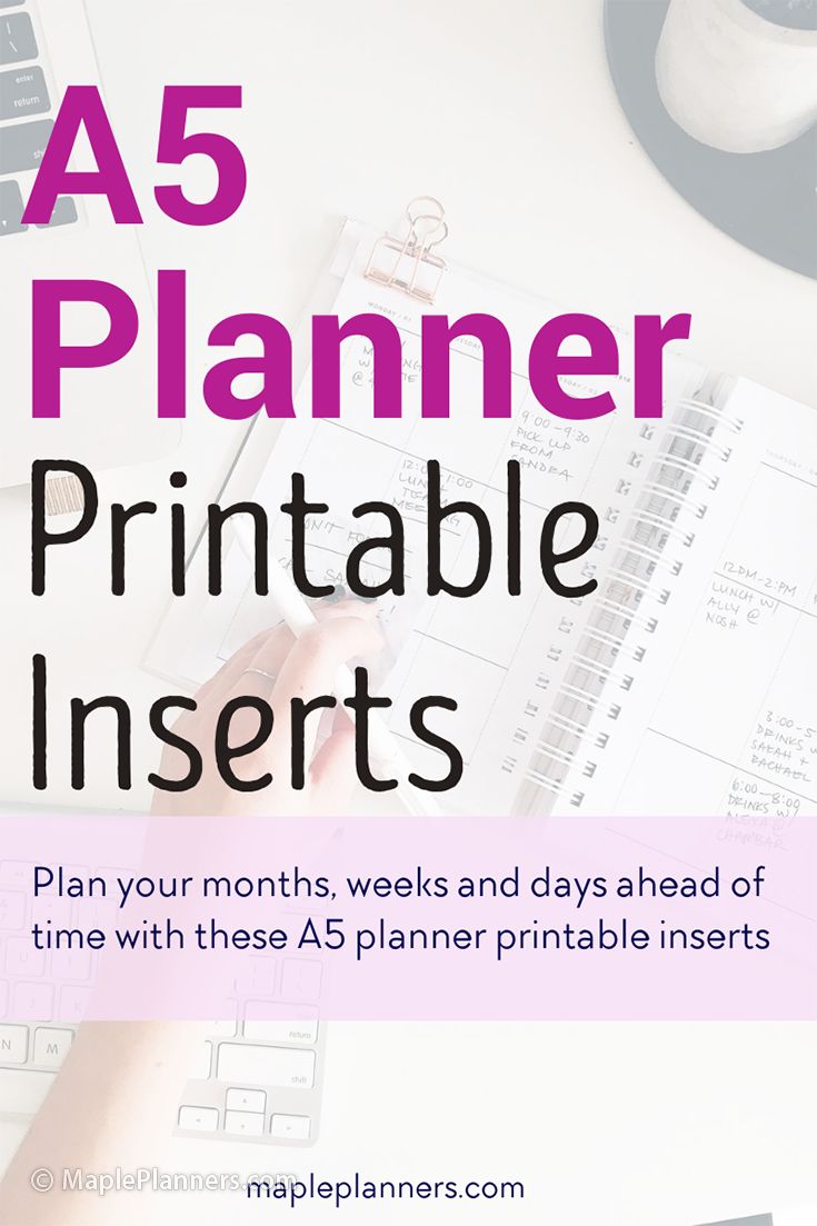 a woman is working on her planner with the text,'a5 planner printable insert