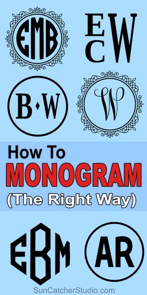 how to monogram the right way with letters and numbers in black on a blue background