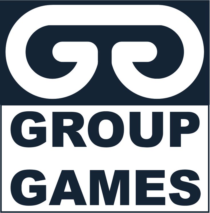 the group games logo is shown in black and white