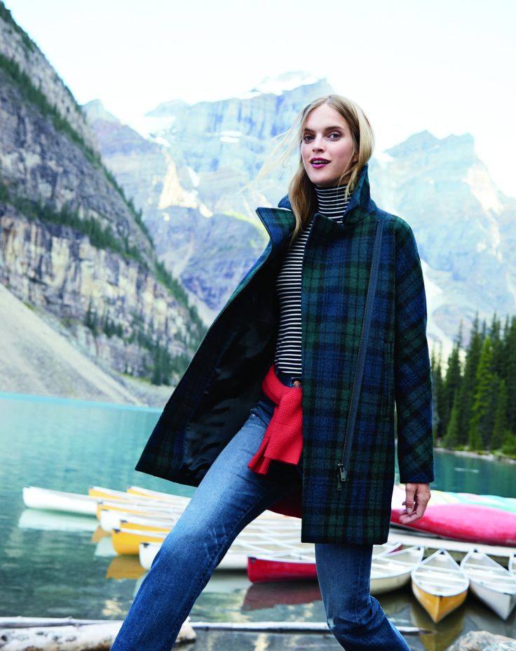 How to Get the Signature J.Crew Look Jenna Lyons Made Famous Black Watch Plaid, Cool Coats, Black Watch Tartan, J Crew Style, Plaid Coat, Hijab Style, Coat Black, Plaid Jacket, Tartan Plaid