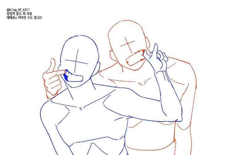 a drawing of two people with one holding the other's hand up to their face