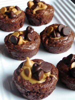 chocolate cupcakes with peanut butter and chocolate chips