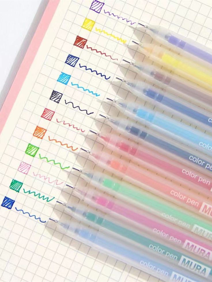 several different colored pencils sitting on top of each other