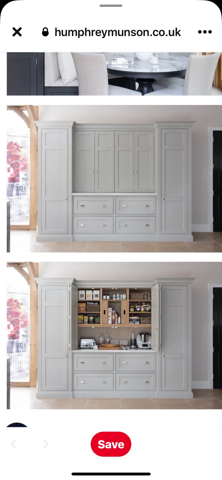 the kitchen cabinets are painted white and have drawers on each side, with doors open to reveal