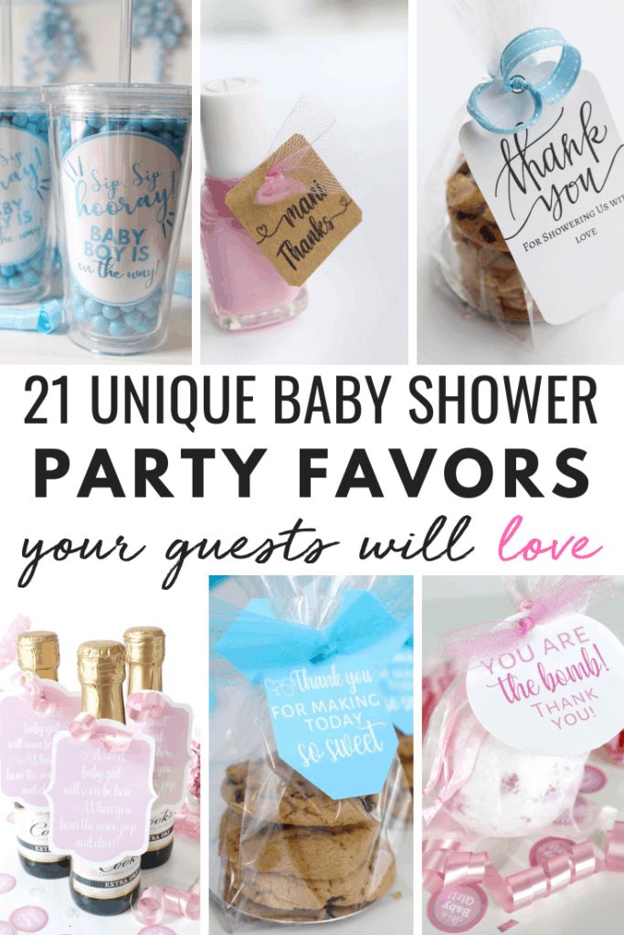 baby shower party favors with the words 21 unique baby shower party favors your guests will love