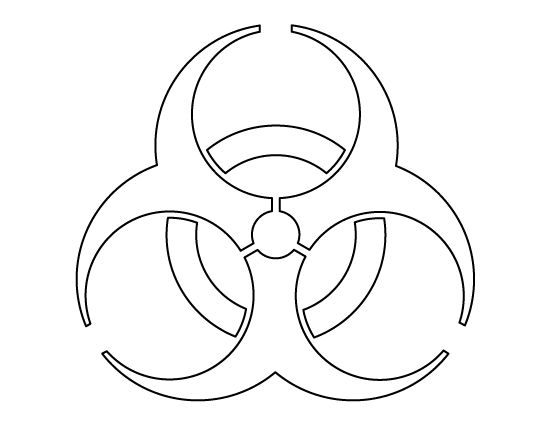 a black and white biohazard symbol on a white background, it appears to be an illustration