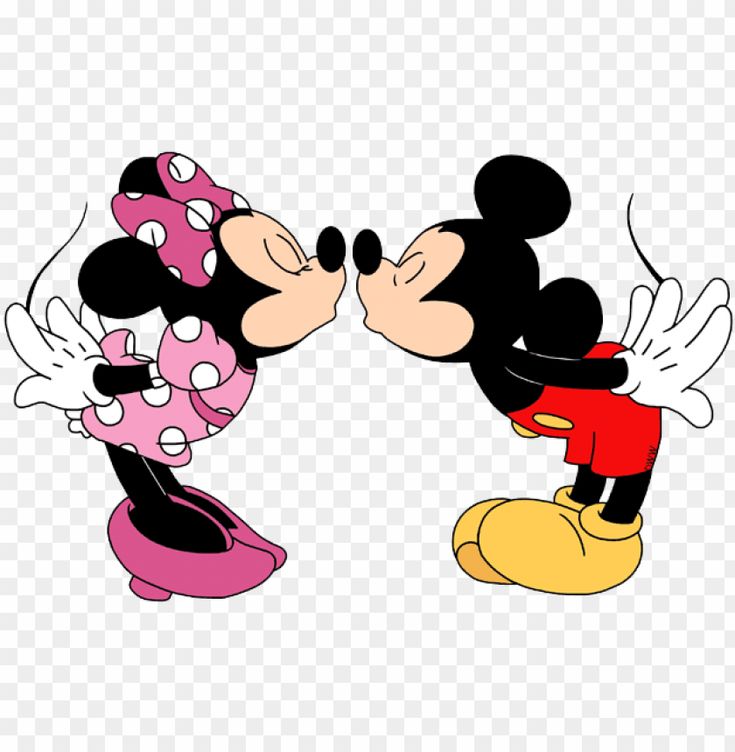 two mickey and minnie mouses kissing each other, hd png download transparent background