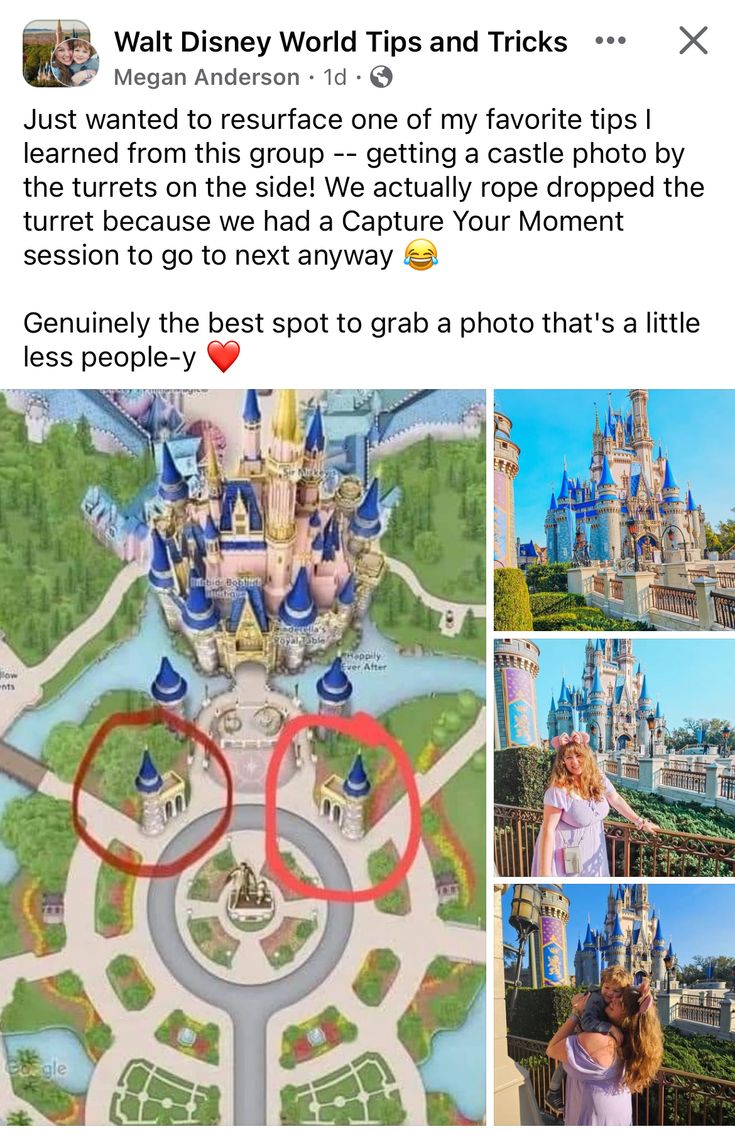 the disneyland world tips and tricks page is shown in this screenshot with pictures of people taking