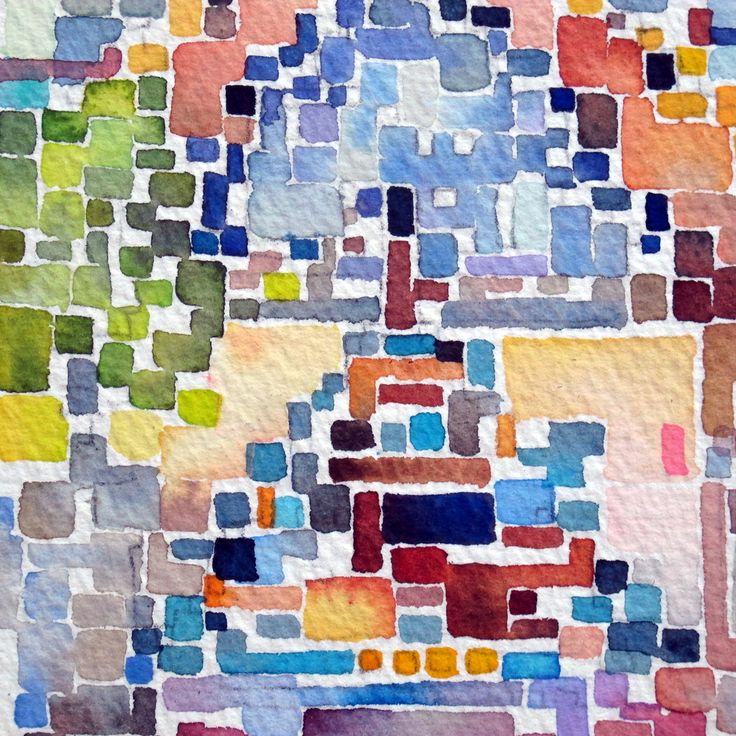 an abstract painting with squares and rectangles