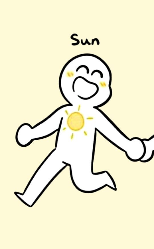 a drawing of a person with sun on his chest and arms out to the side