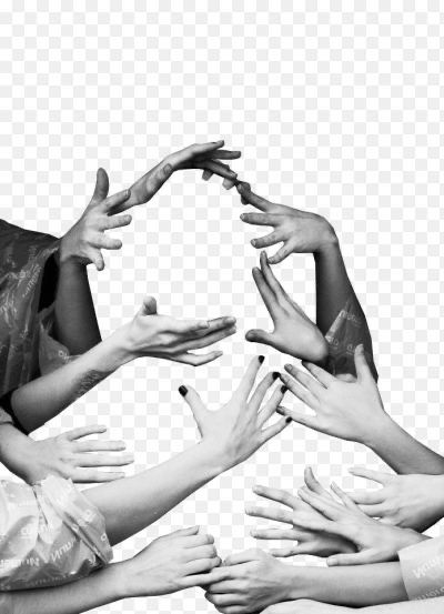 many hands reaching out to each other