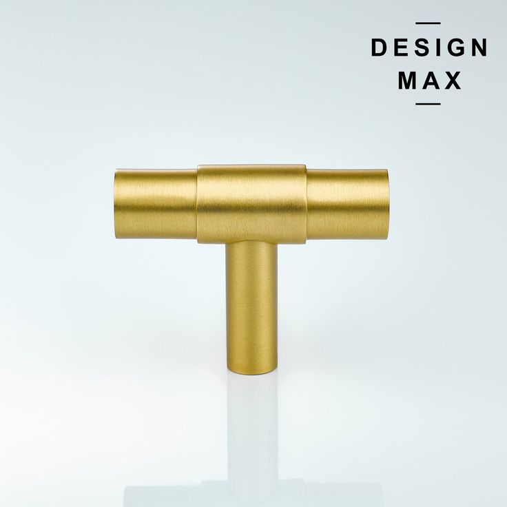 Sleek T knob with a matte brass finish Solid Brass Cabinet Pulls, Bathroom Cabinet Hardware, Modern Cabinet Knobs, Modern Cabinet Hardware, Transitional Spaces, Classic Cabinet, Silver Cabinets, Cabinetry Hardware, Cabinets Bathroom