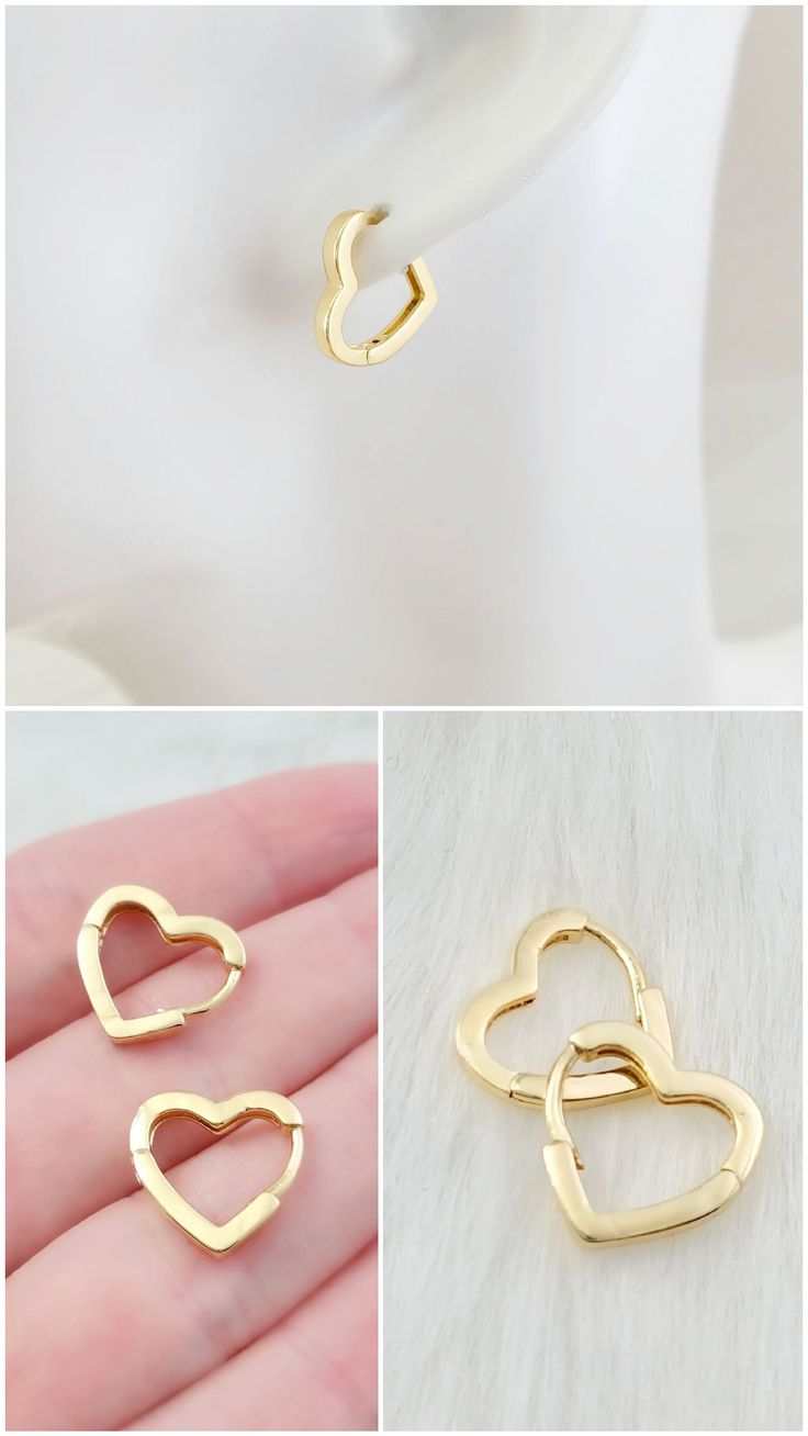 "24K gold-filled 13x13mm one-touch leverback heart-shaped huggie earrings This listing is for one pair of earrings. Fast and free shipping US seller located in Texas Upgrades available at checkout: -$1 gift packaging -Priority Mail -affordable insurance (recommended) Copy/paste links: To get today's coupon code: http://eepurl.com/g4luJT To read The Gemsicles Blog: https://bit.ly/3efjdrR Know Your Gold: Solid, Vermeil, Plated and Filled It is important to understand your gold options when buying Cheap Heart Pendant Earrings As Gift, Cheap Hypoallergenic Heart Earrings For Anniversary, Affordable Gold Open Heart Earrings, Cheap Elegant Open Heart Earrings, Cheap Nickel Free Trendy Heart Earrings, Cheap Heart Pendant Earrings For Gift, Cheap Cute Heart Earrings For Parties, Cheap Heart-shaped Earrings For Gifts, Cheap Open Heart Earrings As Gift