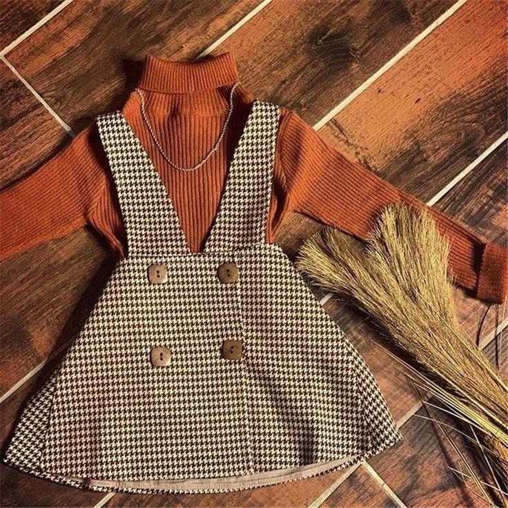 Girl's Clothing 6T 2 Pieces Suit Solid Turtleneck Tops+Plaid Suspender Skirt Suspenders Skirt Outfits, Spring Patterns Design, Girls In Suspenders, Houndstooth Skirt, Top Skirt Set, Suspender Skirt, Clothes Set, Plaid Fashion