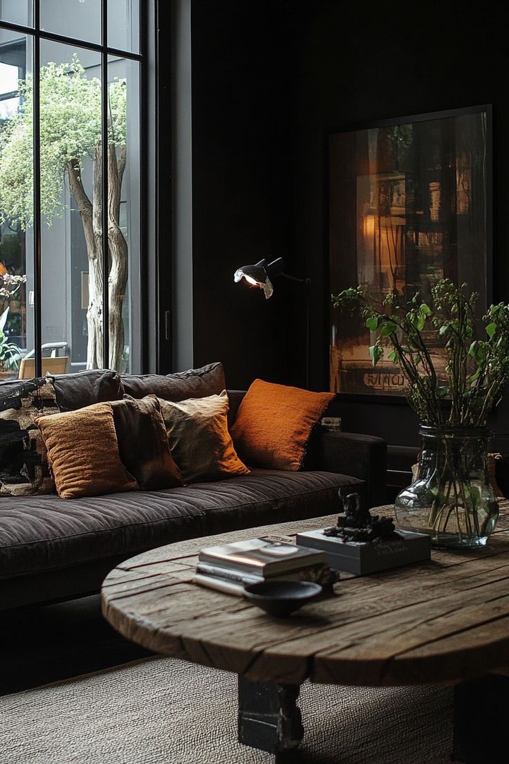 a living room filled with furniture and large windows