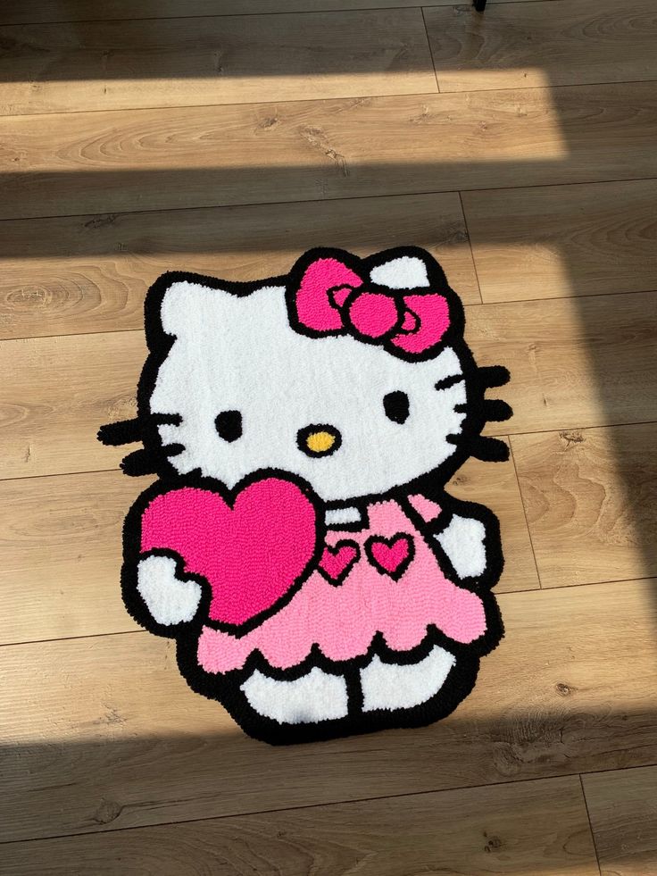 hello kittty rug Any size and color Ideas Bedroom Aesthetic, Tufting Diy, Tufting Ideas, Classy Halloween Costumes, Funky Rugs, Rug Tufting, Tufted Rugs, Cute Bedroom Decor, Rug Ideas