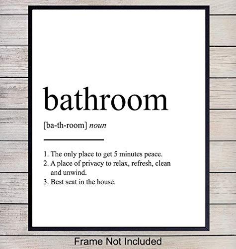 a bathroom definition poster hanging on a wall