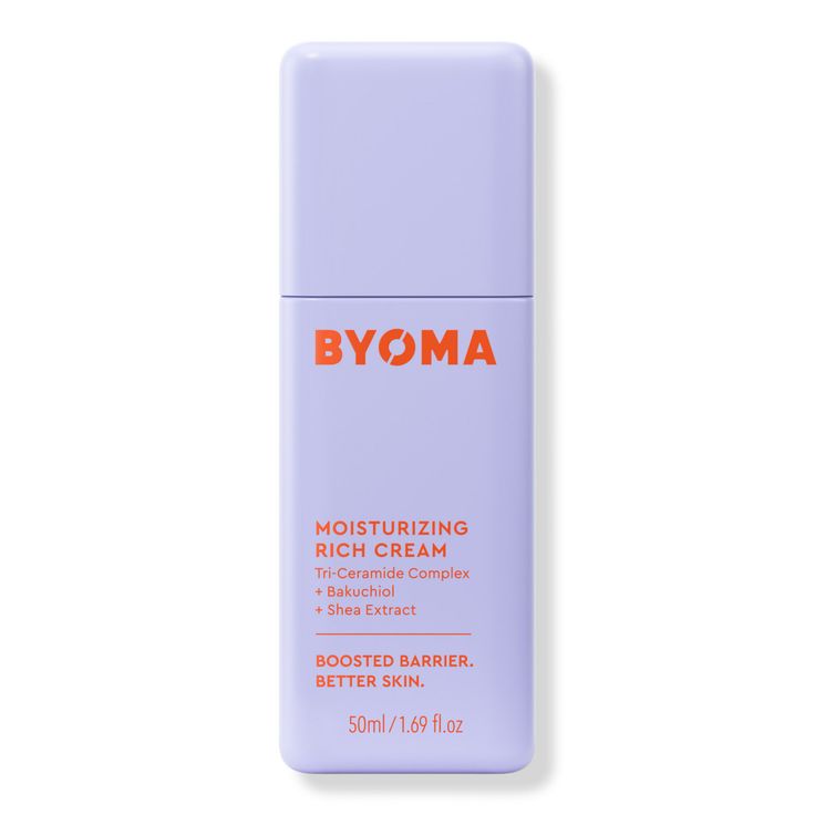 Moisturizing Rich Cream -  BYOMA's deeply moisturizing Rich Cream melts into skin to intensely hydrate + improve texture for plump, supple results + a stronger skin barrier.    Benefits     Rich daily moisturizing cream deeply + effectively hydrates skin Thick, creamy texture melts into skin leaving no tacky residue Unique Tri-Ceramide Complex to support skin barrier health Restorative bakuchiol + shea extracts nourish and soothe     Features     Dermatologist tested & approved skincare Alcohol Byoma Moisturizing, Byoma Skincare, Sephora Skin Care, Vegan Clean, Glow Skin, Pretty Skin Care, Skin Care Items, Pretty Skin, Daily Moisturizer