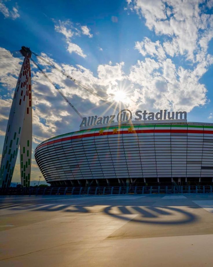 the allianz stadium in atlanta, usa under a blue sky with white clouds