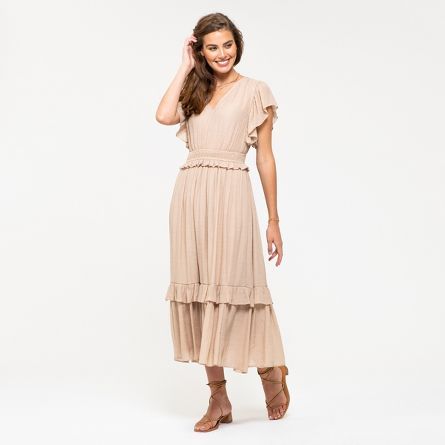 August Sky Women's Empire Waist Midi Dress : Target Beige Flowy Maxi Dress For Spring, Beige Flowy A-line Midi Dress, Chic Beige Fit And Flare Midi Dress, Beige Fit And Flare Midi Dress, Beige A-line Midi Dress For Spring, Beige Feminine Maxi Dress With Ruffle Hem, Feminine Beige Maxi Dress With Ruffle Hem, Beige Flowy Dress For Spring, Beige A-line Midi Dress For Brunch