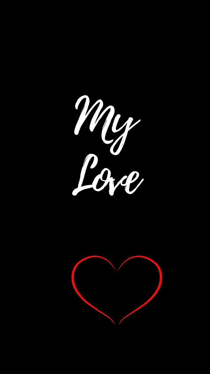 a black background with a red heart and the words my love written in white on it