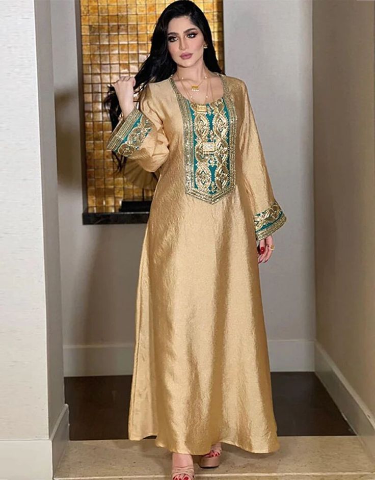 Beautiful 😉 Sequins Embroidery Dubai Abaya Women Jalabiya Long Arabic Dress 👗 Buy latest Kaftan which are made up from best quality fabrics with latest styles from our large collections at arabicattire.com Shop Now : https://bit.ly/3fhH4gI Buy online $ 57.95 #kaftanforladies #islamickaftan #dubaiislamickaftan #fashionkaftandresses #modernkaftan #trandingkaftan #preetykaftan #simplekaftan #beautifulkaftan #heavykaftan #partykaftan Jalabiya Arabic Dress, Turkish Clothing, Arabic Dress, Golden Dress, Dress Luxury, Evening Dresses Short, Muslim Dress, Abaya Dress, Dress Stores Online