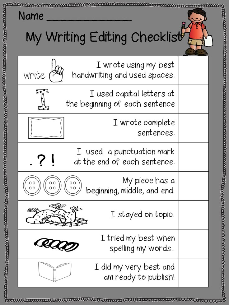 the writing checklist for students to use