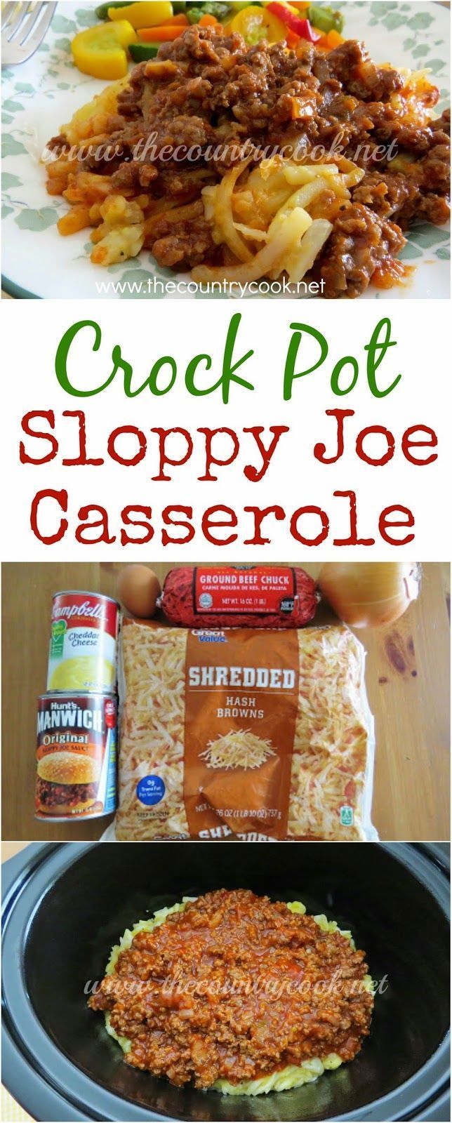 the crock pot sloppy joe casserole is ready to be served in the slow cooker