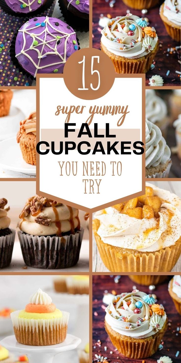 fall cupcakes with text that reads easy fall cupcake recipes Easy Fall Cupcakes, Fall Cupcake Recipes, Fall Cupcakes Recipes, Thanksgiving Cupcakes, Fall Cupcakes, Cupcake Flavors, Easy Cupcakes, Spice Cupcakes, Pumpkin Spice Cupcakes