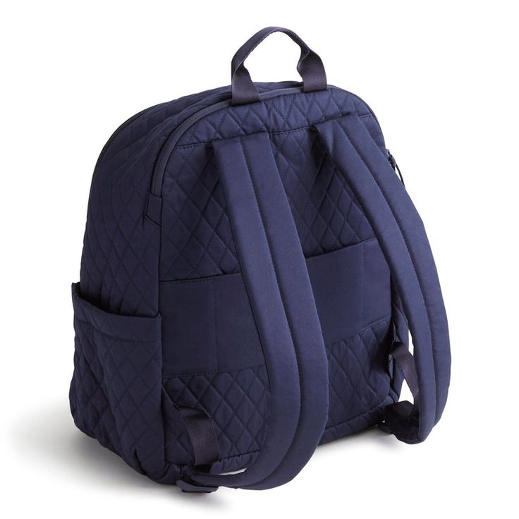 Elevate your daily commute or travel experience with our versatile Bancroft Backpack. Designed with modern requirements in mind, this backpack combines functionality, style and durability to meet all your daily needs. Whether you're heading to the office, attending classes, or traveling for business or pleasure, the Bancroft Backpack is the perfect companion. Stylish, functional and durable, it's the ideal choice for those who refuse to compromise on quality or style. Vera Bradley Bancroft Backp Blue Travel Backpack With Functional Pockets, Blue Backpack With Anti-theft Pocket For Daily Use, Functional Navy Backpack For Everyday Use, Navy Functional Everyday Backpack, Rectangular Blue Backpack For Commuting, Blue Rectangular Backpack For Commuting, Blue Travel Backpack With Anti-theft Pocket, Versatile Blue Bag For Commuting, Blue Rectangular Commuting Backpack